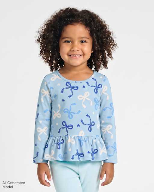 Toddler Girls Print Peplum Top