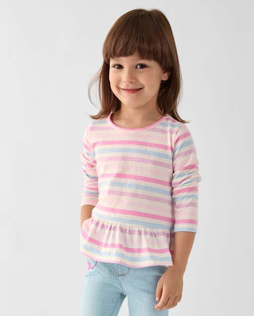 Toddler Girls Striped Peplum Top