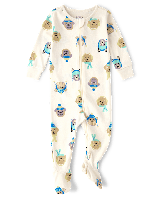 Baby And Toddler Boys Winter Dogs Snug Fit Cotton Footed One Piece Pajamas