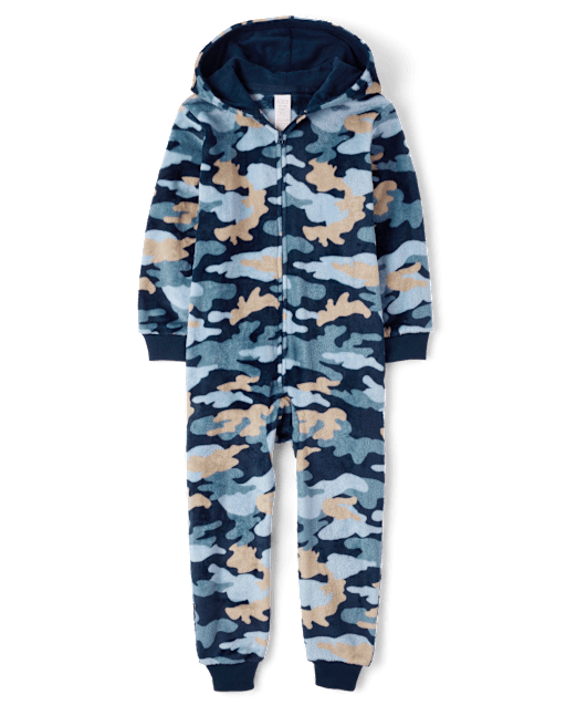 Boys Camo One Piece Pajamas - Cozy Fleece