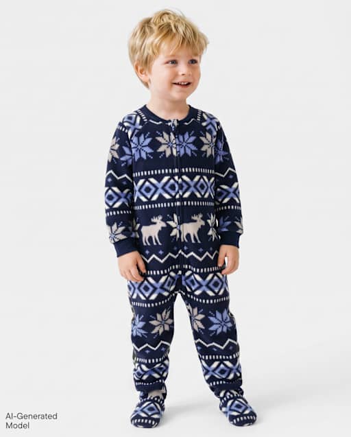 Baby And Toddler Boys Winter Fairisle Dream Fleece Footed One Piece Pajamas