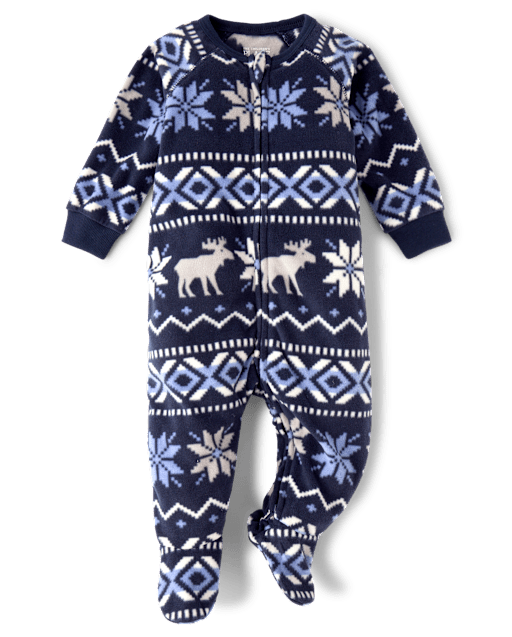 Baby And Toddler Boys Winter Fairisle Dream Fleece Footed One Piece Pajamas