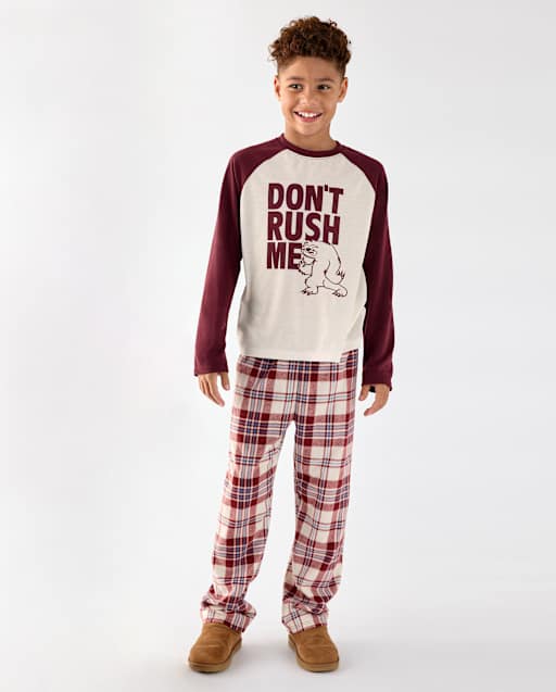 Boys Sloth Plaid Pajamas