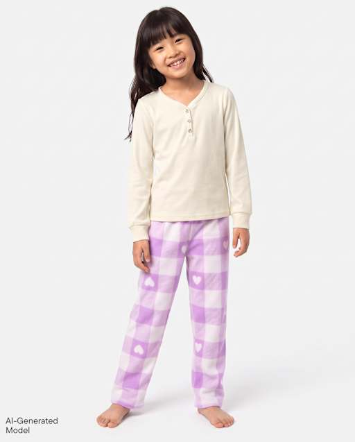 Girls Heart Buffalo Plaid Dream Fleece Pajama Pants