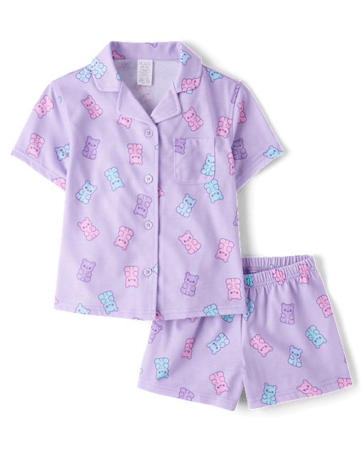 Girls Candy Bear Button Front Pajamas
