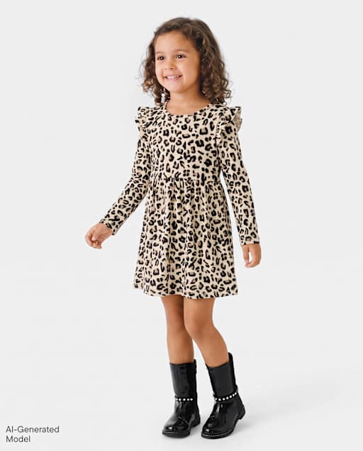 Baby And Toddler Girls Print Thermal Flutter Dress