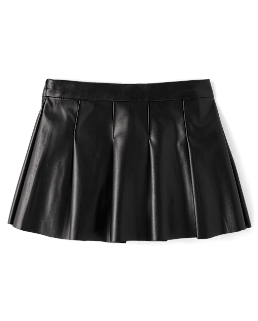 Toddler Girls Pleated Faux Leather Skirt