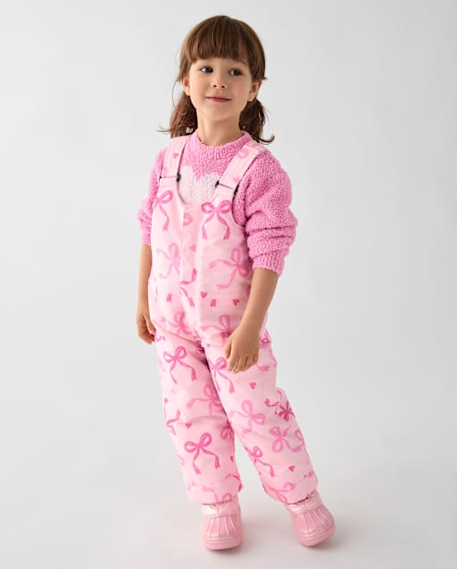 Toddler Girls Bow Snow Bib