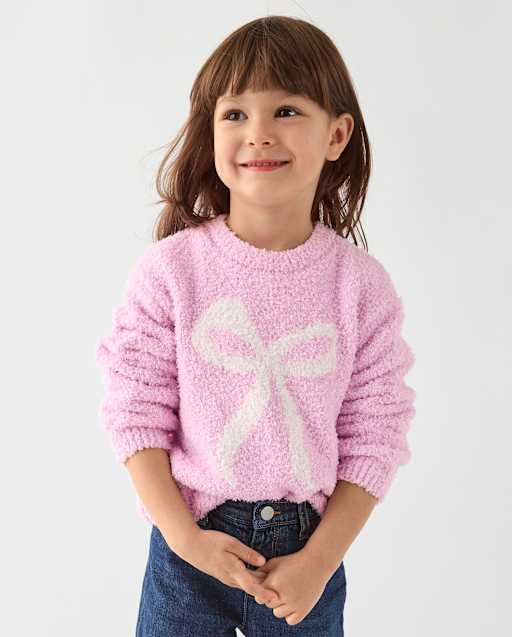 Toddler Girls Graphic Fuzzy Sweater
