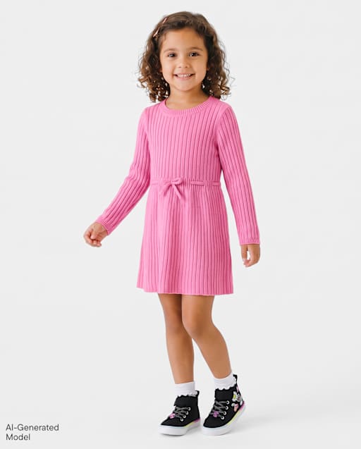 Baby And Toddler Girls Shimmer Ribbed Sweater Dress