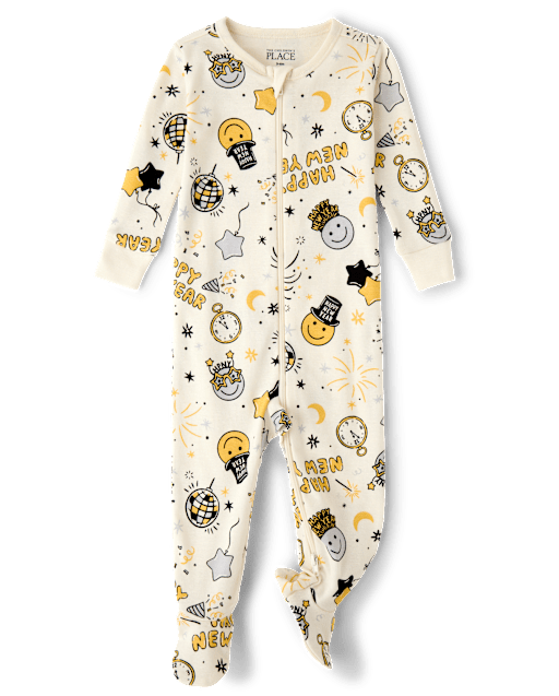 Baby And Toddler New Year's Eve Snug Fit Cotton Footed One Piece Pajamas