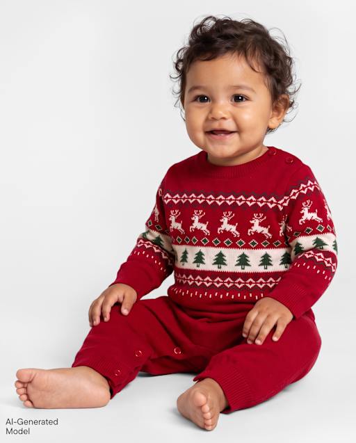 Baby Boys Christmas Fairisle Sweater Romper