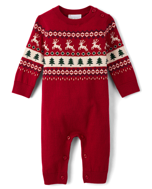 Baby Boys Christmas Fairisle Sweater Romper