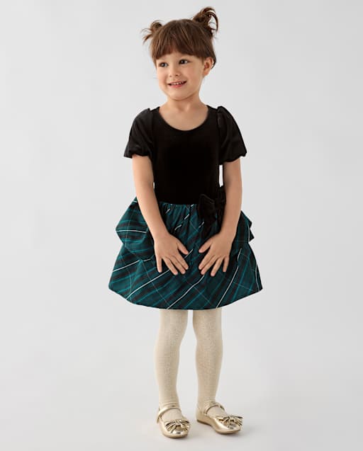 Toddler Girls Plaid Tiered Dress