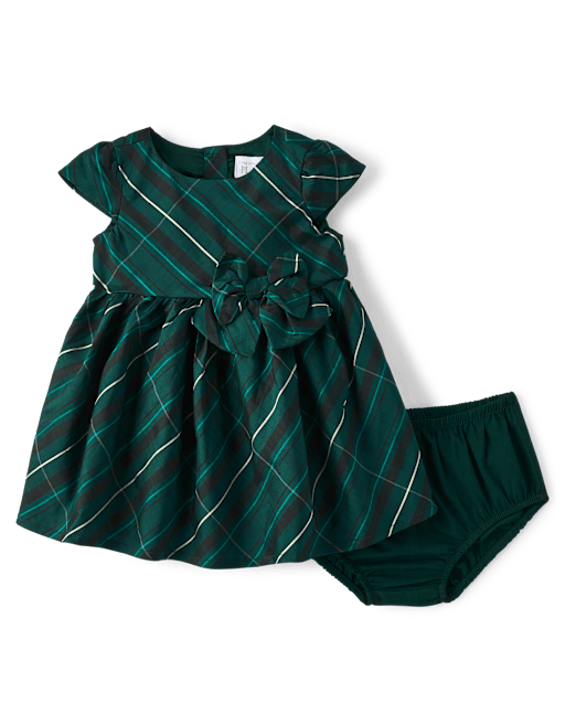 Baby Girls Plaid Bow Fit And Flare Dress