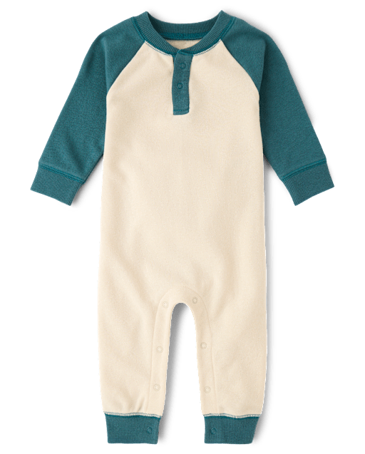 Baby Boys Colorblock French Terry Henley Romper