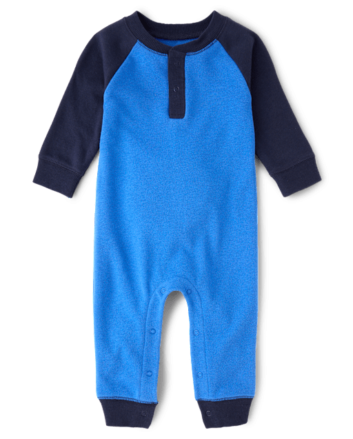 Baby Boys Colorblock French Terry Henley Romper