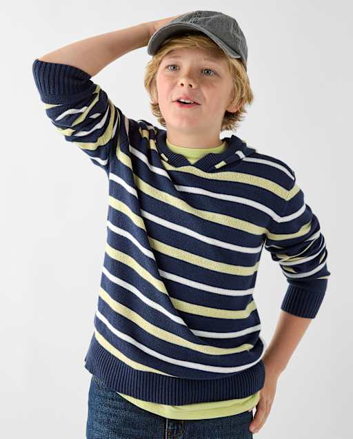 Boys Striped Sweater Hoodie