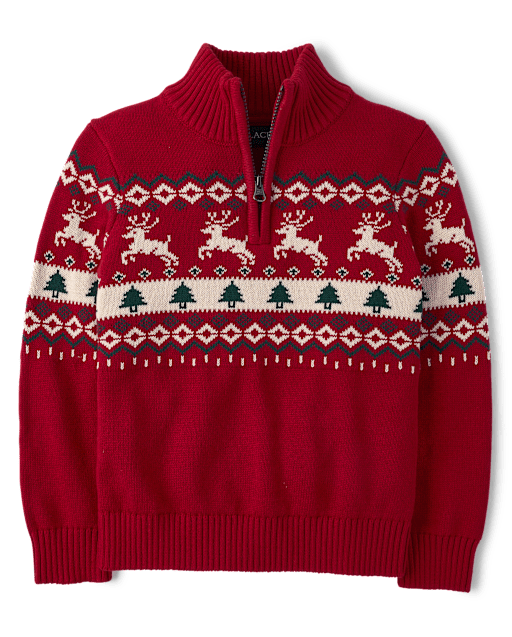 \Pull à col zippé Fair Isle pour garçon\