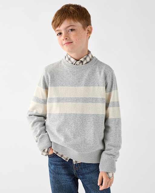 Boys Colorblock Striped Sweater