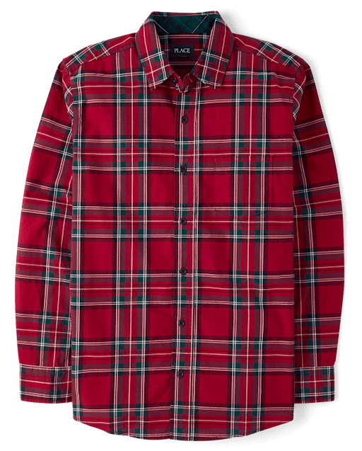 Mens Dad And Me Plaid Poplin Button Up Shirt