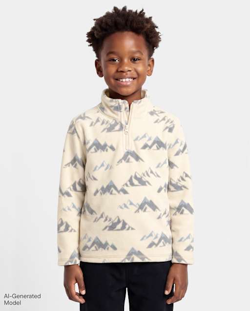 Pull à col zippé en microfibre imprimée pour garçon