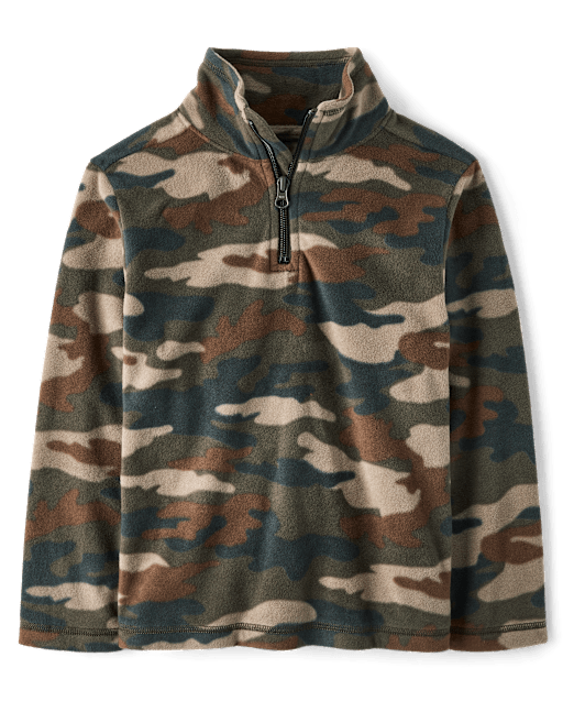 Boys Print Microfleece Quarter Zip Pullover
