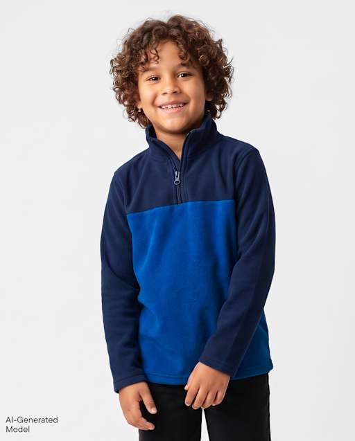 Boys Colorblock Microfleece Quarter Zip Pullover