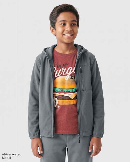 Boys Cozy Stretch Microfleece Zip Up Hoodie