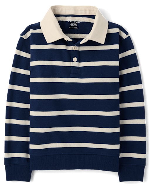 Boys Striped French Terry Rugby Polo