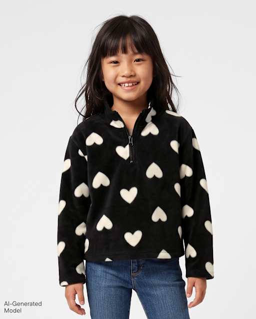 Girls Print Microfleece Half Zip Pullover