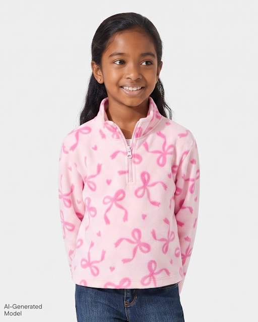 Girls Print Microfleece Half Zip Pullover