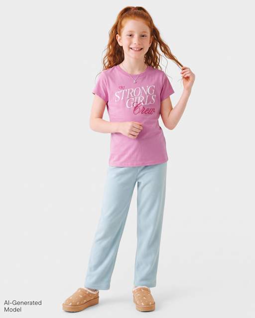 Girls Microfleece Wide Leg Sweatpants