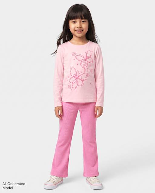Girls Sueded Rib Flare Leggings