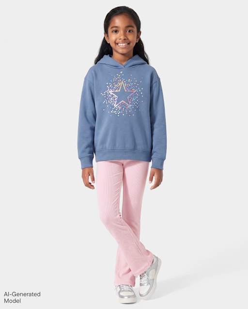 Girls Sueded Rib Flare Leggings