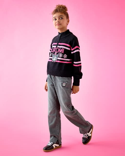 \Jean droit Kuromi™ strass années 90 pour filles\