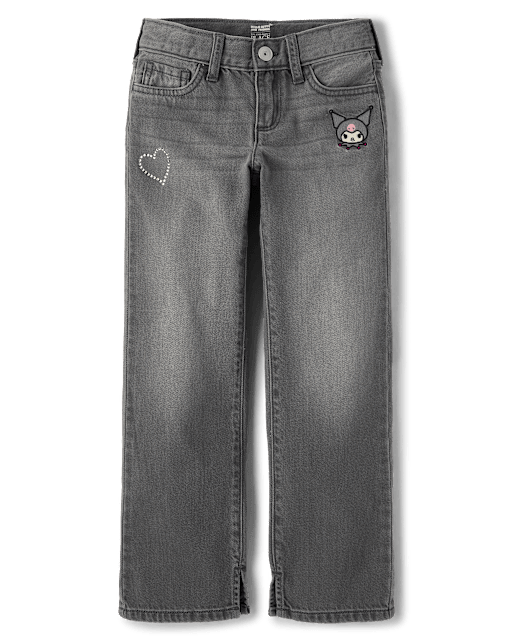 Girls Kuromi™ Rhinestone 90s Straight Jeans