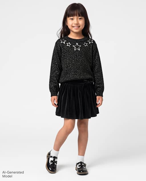 Girls Glitter Velour Skirt