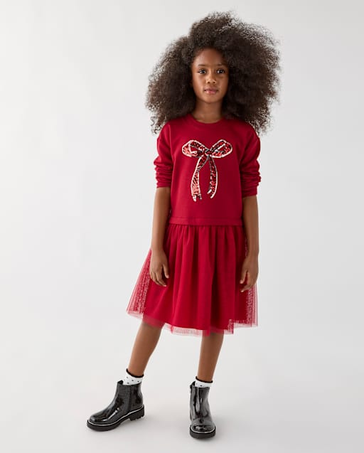 Girls Embellished Sweatshirt Dress