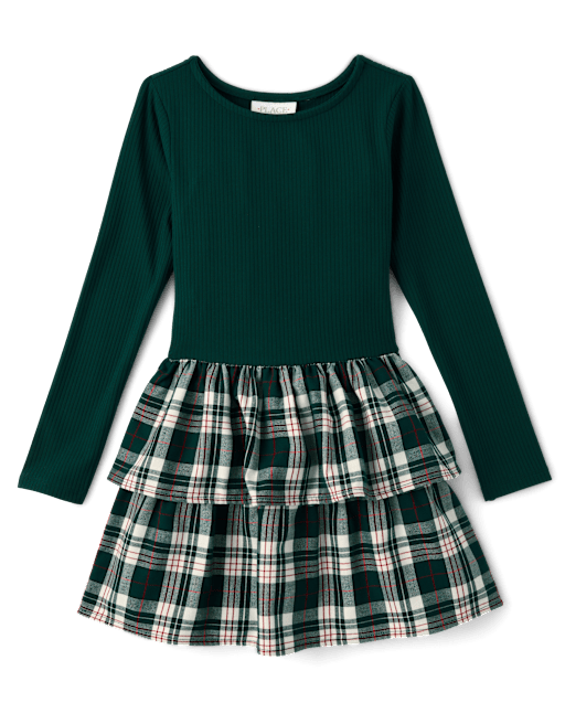 Girls Plaid Fit And Flare Dress