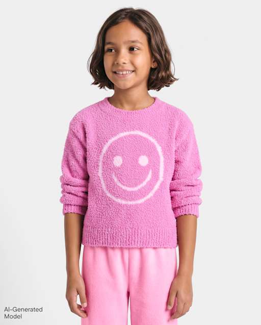 Girls Graphic Fuzzy Sweater