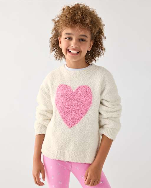 Girls Graphic Fuzzy Sweater