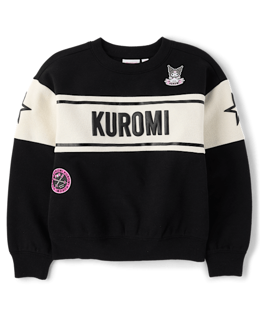 Girls Hello KittyÂ® Puff Print Colorblock Premium Fleece Sweatshirt