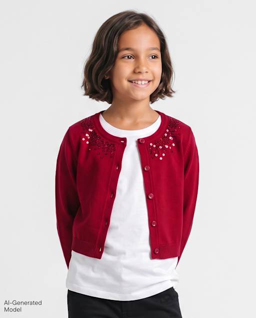 Girls Sequin Cardigan