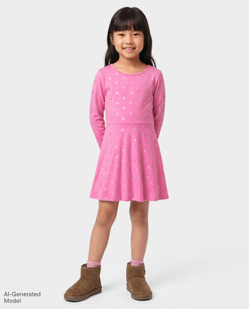 Girls Foil Print Everyday Dress