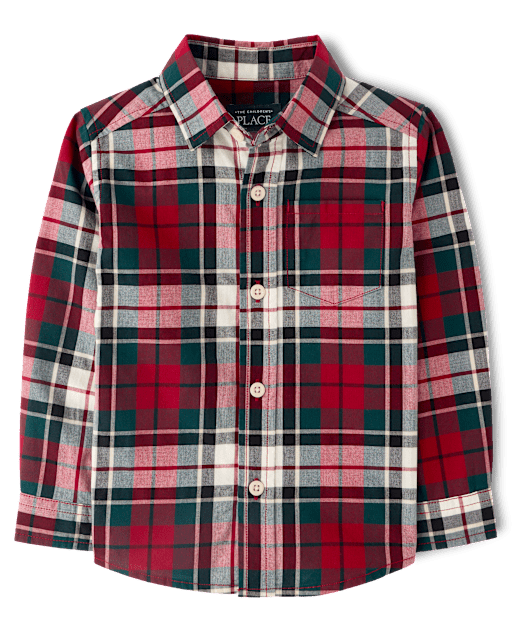 Baby And Toddler Boys Plaid Poplin Button Up Shirt