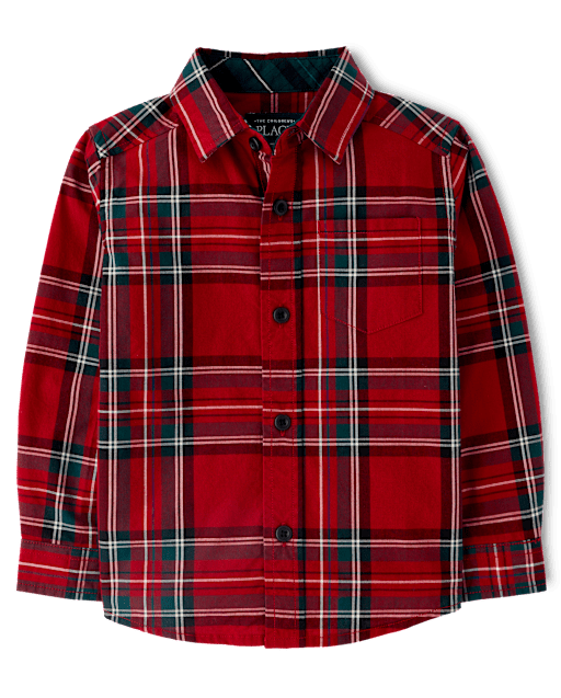 Baby And Toddler Boys Plaid Poplin Button Up Shirt