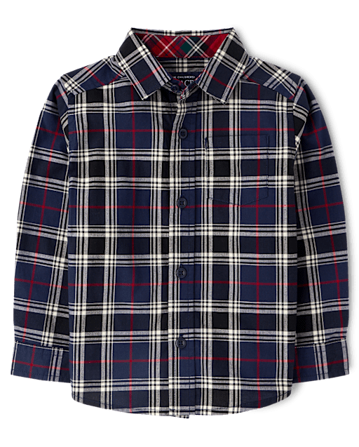Baby And Toddler Boys Plaid Poplin Button Up Shirt
