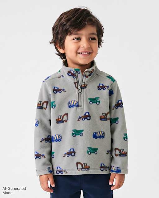 Toddler Boys Print Microfleece Quarter Zip Pullover