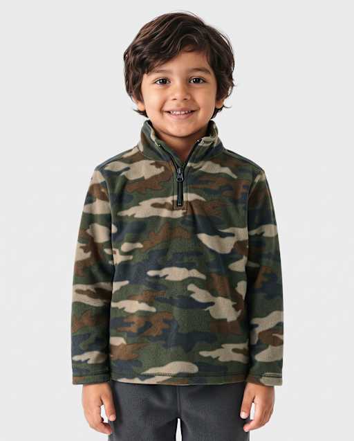 Toddler Boys Print Microfleece Quarter Zip Pullover